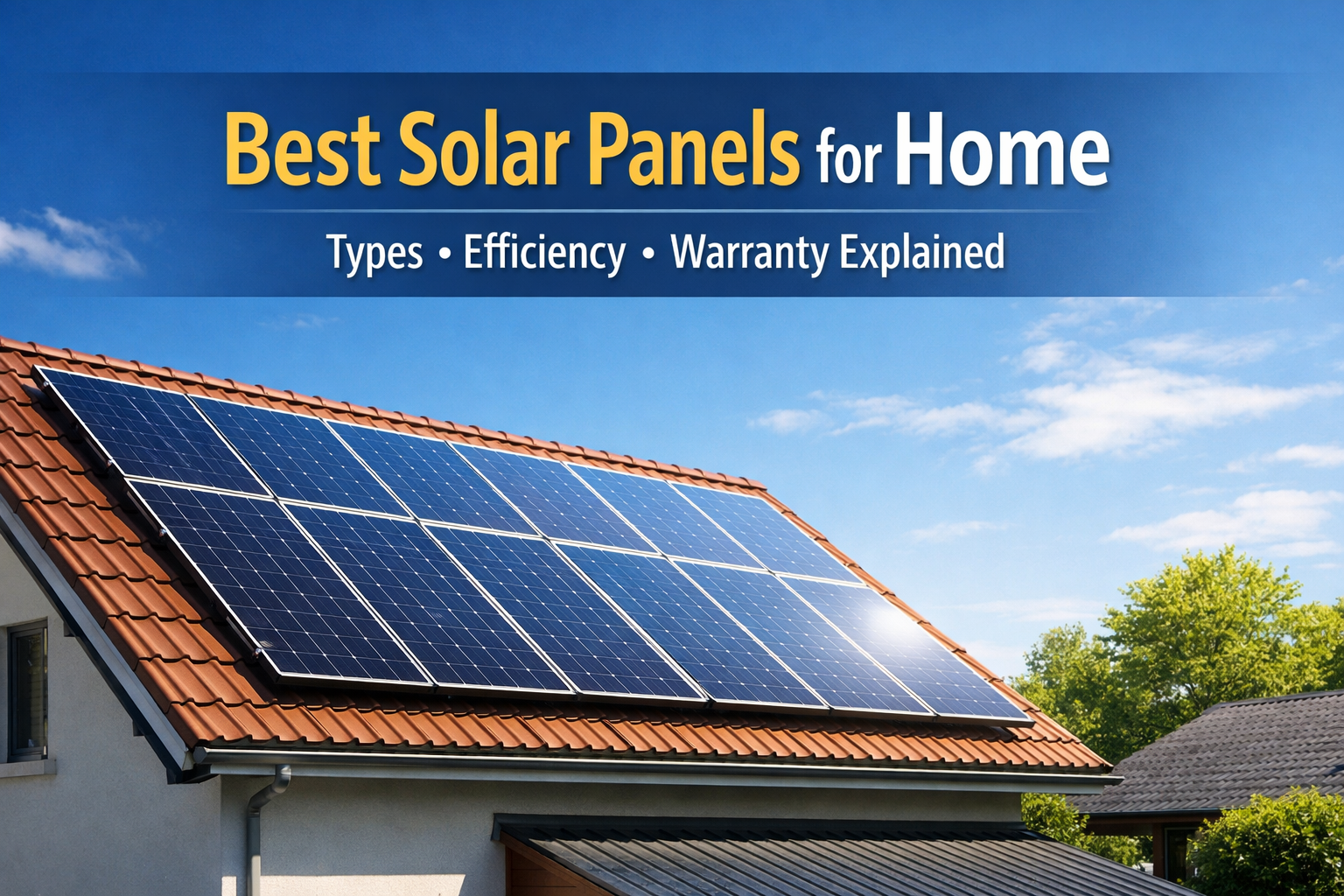 Best Solar Panels for Home Explained: Types, Efficiency & Warranty