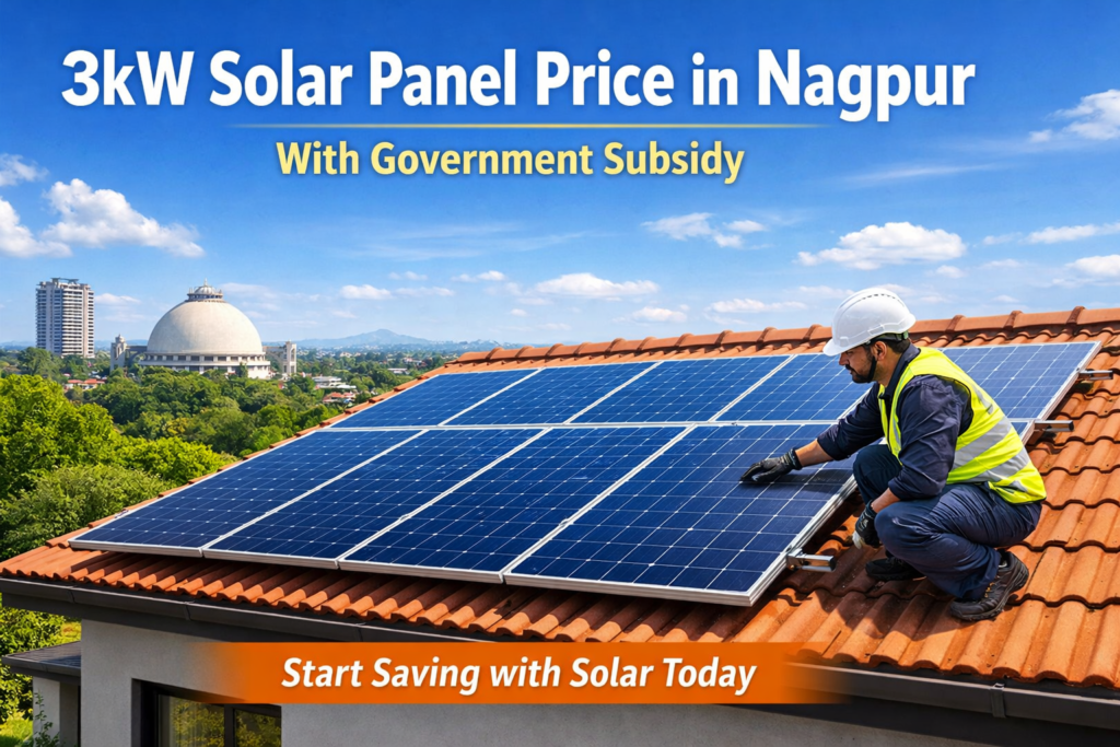 3kW Solar Panel Price in Nagpur panel installation on residential house in Nagpur with technician inspecting panels