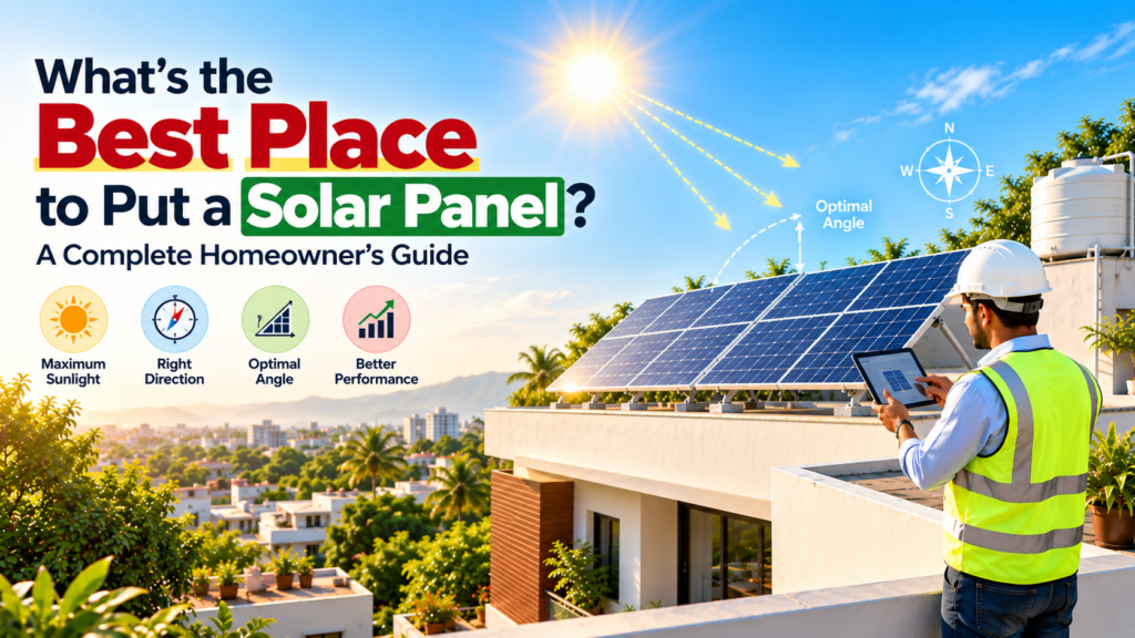Best place to put a solar panel on an Indian home's rooftop with optimal sunlight exposure