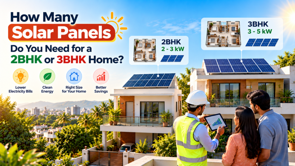 Solar panels for 2BHK and 3BHK homes with a solar installation expert comparing system sizes.